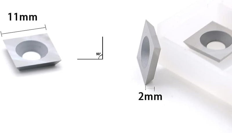 CDBP 11mm Square Straight Carbide Inserts for woodturning, 11×11×2.0mm Replacement Cutter for Woodworking Fits Spiral Helical Planer Cutter Head or lathe Turning Tipped, 10pcs - Image 2